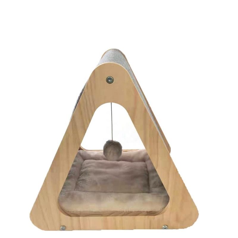 CARB أثاث خشبي صديق للقطط قابل للطي سرير منزل قطة لخدش كهف شعر