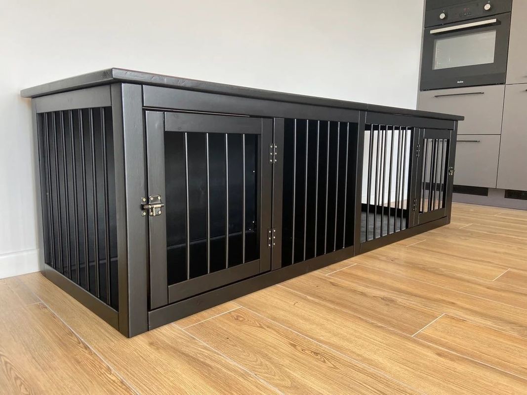 CE الخشب أثاث الحيوانات الأليفة باب مزدوج الخشب الكلب قفص اليدوية W140 * D50 * H50cm