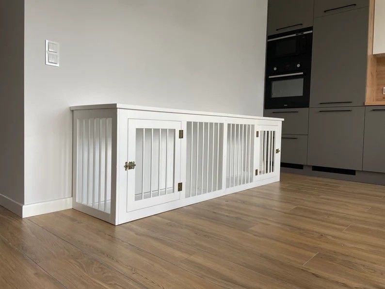 CE الخشب أثاث الحيوانات الأليفة باب مزدوج الخشب الكلب قفص اليدوية W140 * D50 * H50cm