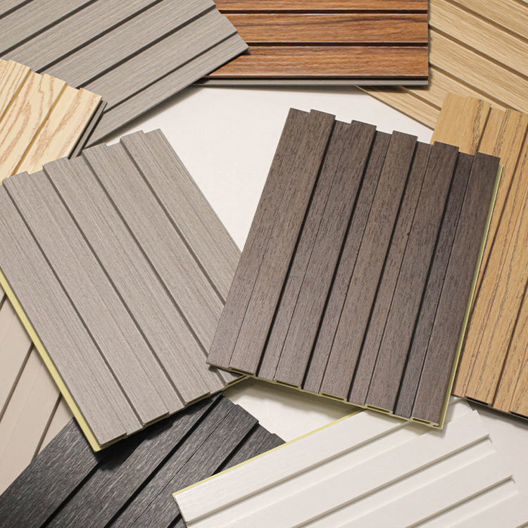 ألواح الحائط الداخلية الزخرفية ألواح السقف PVC مطلية الخيزران الألياف الفنية اللوفر ألواح الخلفية WPC ألواح الشلطة المزدوجة