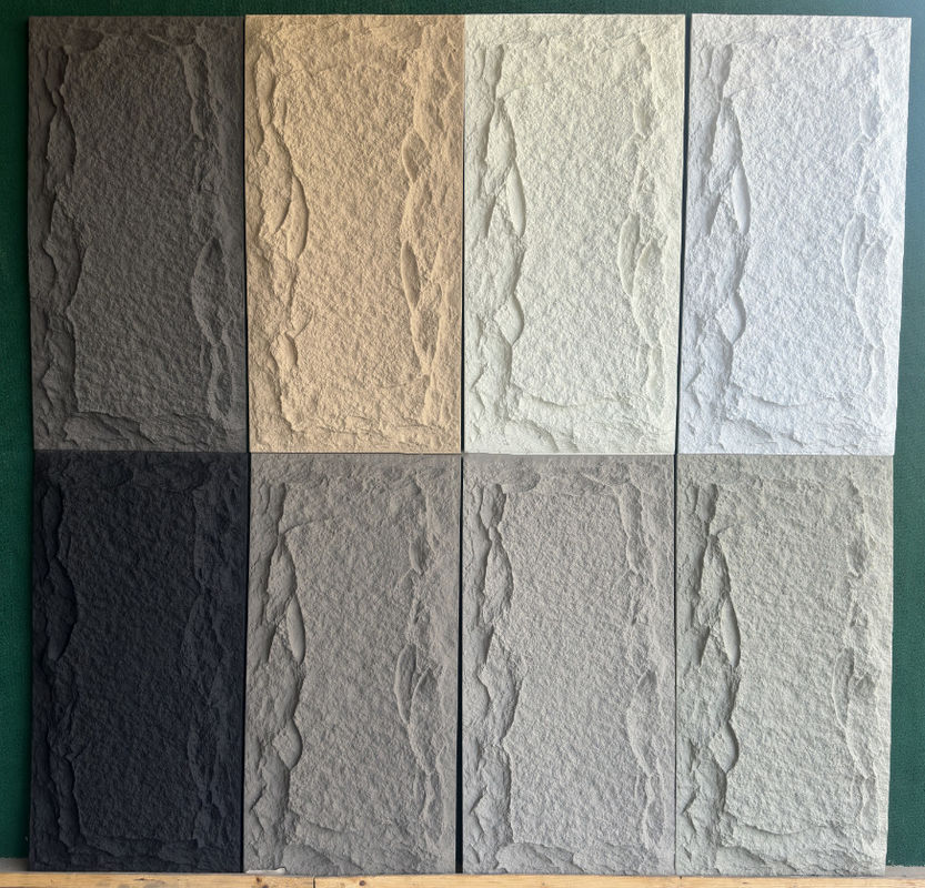 خفيفة الوزن الخارجية الخارجية الزخرفية PU الصخرة المزيفة لوح الحجر البوليوريثان 3D لوحة الحائط الحجري PU
