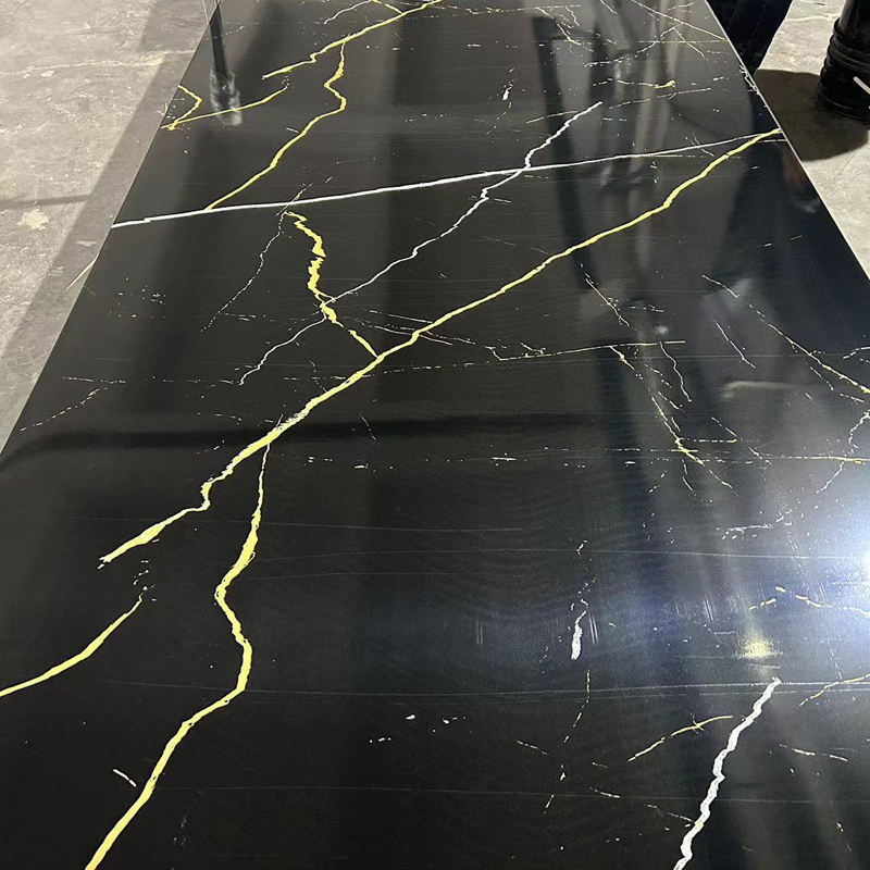 600*2440mm 4mm 5mm تصميم مخصص SPC لوح الرخام المقاوم للماء للداخلية لوحة الجدار PVC بلاستيكية ورقة الرخام فوق البنفسجية