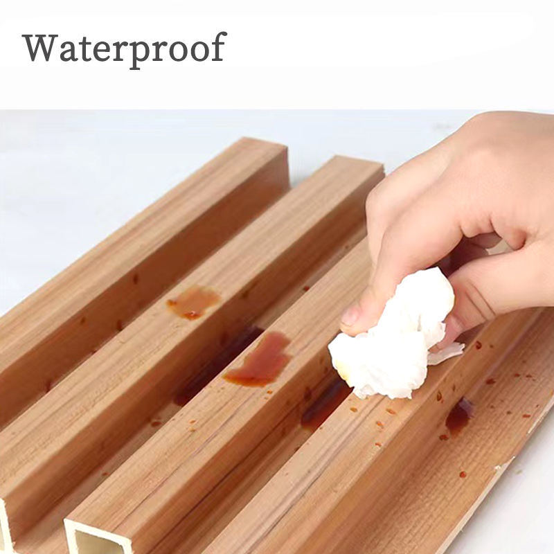 لوحة حائط PVC WPC لوحة خشبية محفوفة بالحبوب لوحة ثلاثية الأبعاد للزخرفة