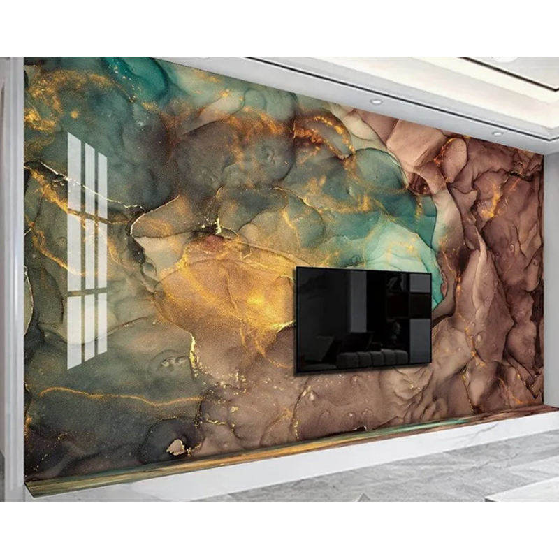 لوح رخام PVC بتصميم ثلاثي الأبعاد خفيف الوزن ومقاوم للماء للوحة الحائط، لوح رخام UV للديكور الداخلي