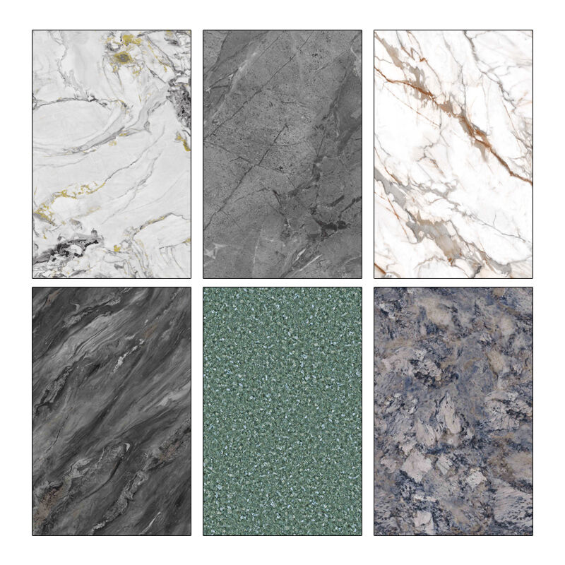 لوح رخام PVC بتصميم ثلاثي الأبعاد خفيف الوزن ومقاوم للماء للوحة الحائط، لوح رخام UV للديكور الداخلي