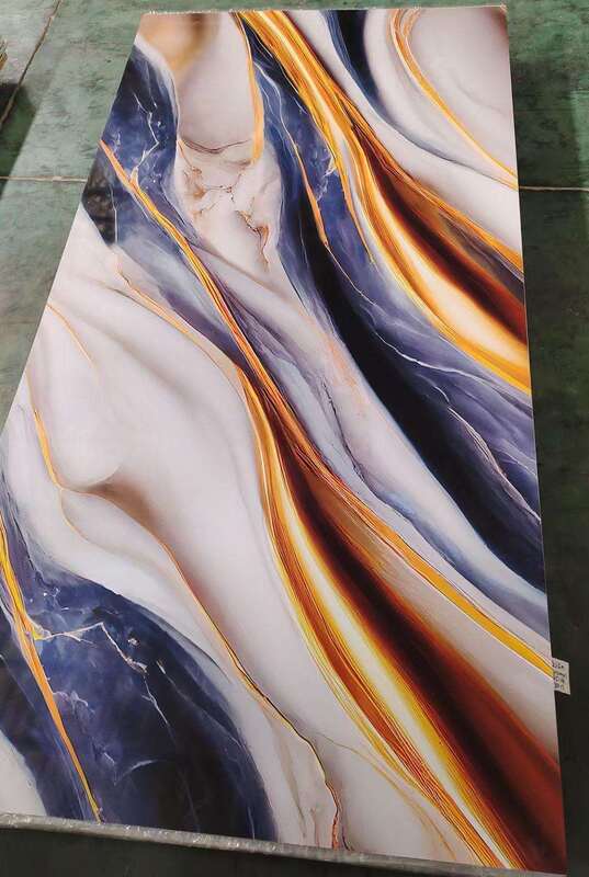 ورق الرخام فوق البنفسجية الجدارية الحديثة لوحة PVC عالية اللمعان اللوحة الزخرفية البلاستيكية للتلفزيون الخلفية الداخلية المنزل 1220x2440mm*3mm