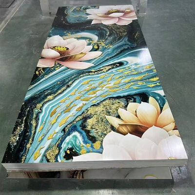 1220 * 2440mm لوحات UV الملونة المخصصة للوحة الحائط من ورق الرخام من PVC لتزيين الجدران الداخلية